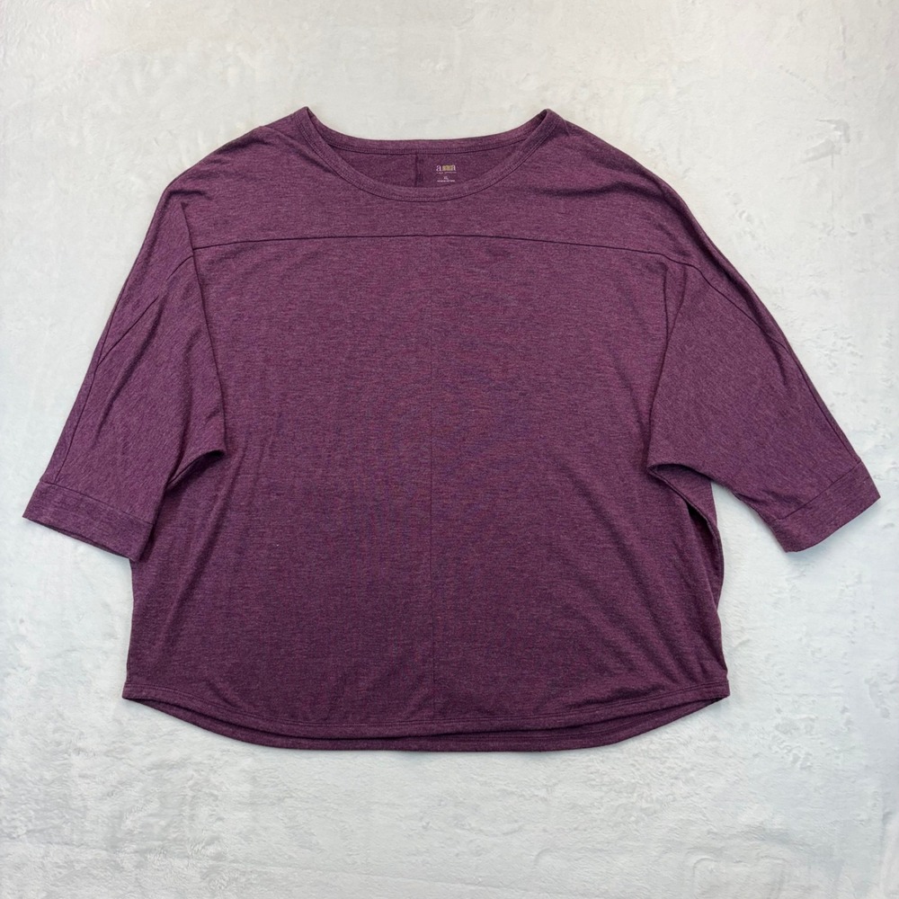 ANA A New Approach Womens XL Plum Purple Heathered Dolman 3/4 Sleeve Top
